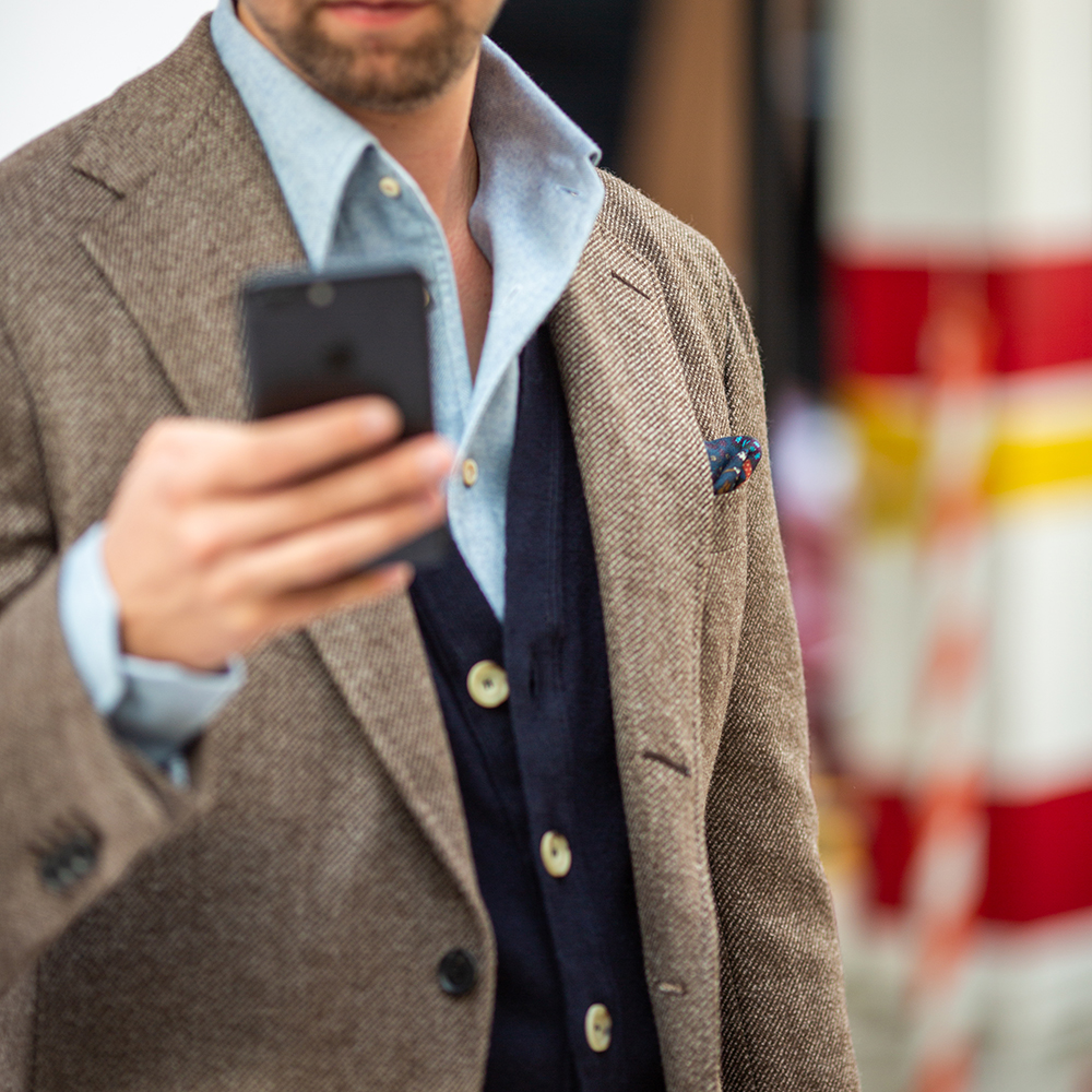 Loro Piana Pecora Nera bruin jasje met cardigan