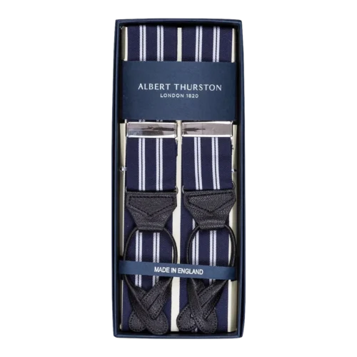 Bretels Navy Double White Stripes